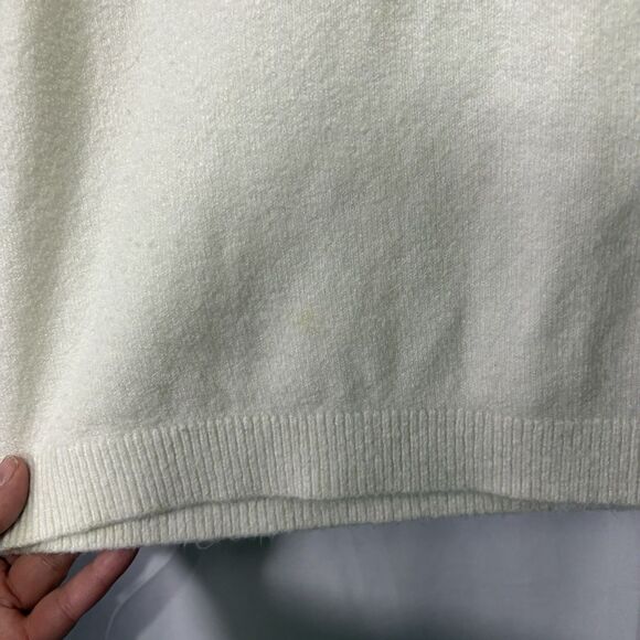 Talbots Icicle Fair Isle Sweater Cream Pink Bow Back Sequin Size XL Winter - Picture 11 of 11